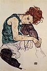 Egon Schiele Seated Woman with Bent Knee painting